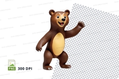 Cute brown teddy bear waving clipart transparent PNG Product Image 1