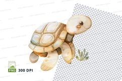 Golden turtle clipart eating leaf isolated on white backgrou Product Image 1