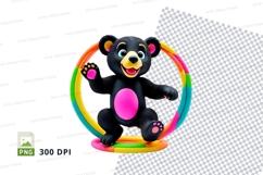 Cartoon bear juggling colorful rings clipart PNG high resolu Product Image 1