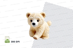 Cute white teddy bear clipart sitting on checkered fabric PN Product Image 1