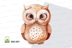 Cute owl clipart png isolated white background vector illust Product Image 1