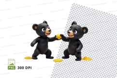 Cute black teddy bears hugging clipart transparent backgroun Product Image 1