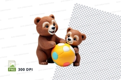 Cute teddy bears playing with colorful beach ball clipart Product Image 1
