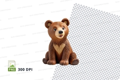 Cute brown teddy bear clipart sitting isolated transparent P Product Image 1