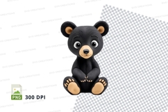 Cute black teddy bear clipart sitting isolated transparent b Product Image 1