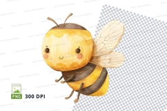 Cute cartoon bee clipart flying transparent background yello Product Image 1