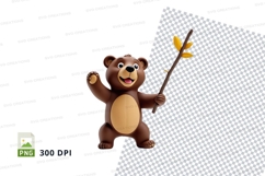 Cute brown teddy bear fishing clipart transparent PNG Product Image 1