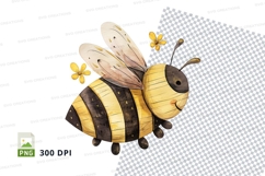 Cartoon bee collecting pollen on transparent background clip Product Image 1