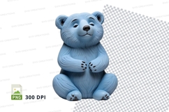 Cute blue teddy bear clipart sitting isolated transparent PN Product Image 1