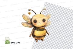 Cute cartoon bee clipart flying on transparent background Product Image 1