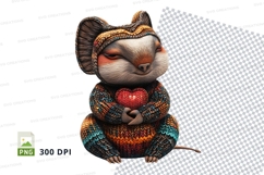 Cute knitted hedgehog clipart with heart, 300 DPI PNG Product Image 1