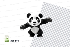 Cute panda clipart waving transparent background PNG Product Image 1