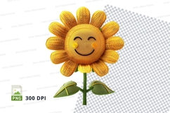 Happy yellow sunflower clipart smiling face isolated PNG Product Image 1