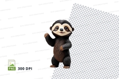 Cute sloth clipart waving isolated transparent PNG 300 DPI Product Image 1