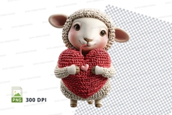 Cute knitted lamb clipart PNG winter animal toy Product Image 1