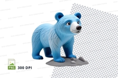 Blue cartoon bear clipart standing isolated transparent back Product Image 1