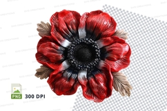 Red poppy flower clipart PNG high resolution isolated Product Image 1