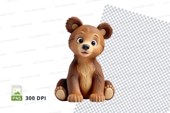 Cute brown teddy bear clipart sitting isolated transparent P Product Image 1
