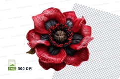 Red poppy flower clipart isolated transparent PNG high detai Product Image 1