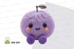 Cute purple crochet apple keychain clipart isolated PNG Product Image 1