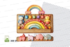 Colorful wooden toy rainbow with cute animal clipart set Product Image 1