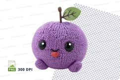 Cute purple knitted apple clipart PNG high resolution Product Image 1