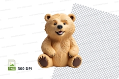 Cute brown teddy bear clipart sitting isolated transparent P Product Image 1