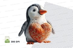 Cute handmade penguin clipart in knitted sweater 300 DPI PNG Product Image 1