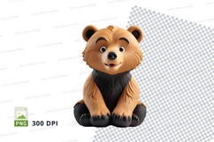 Cute brown teddy bear clipart sitting isolated transparent P Product Image 1