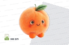 Cute orange fruit clipart with happy face isolated on white Product Image 1