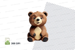 Cute brown teddy bear clipart sitting isolated transparent P Product Image 1