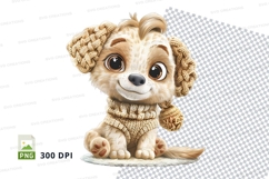 Cute cartoon puppy clipart sitting isolated white background Product Image 1