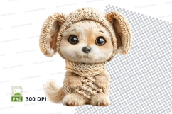 Cute puppy clipart in knitwear isolated on white background Product Image 1