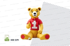 Teddy bear with red cross shirt clipart png transparent back Product Image 1