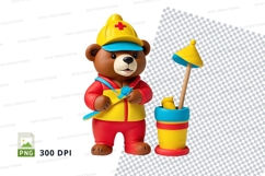 Cute teddy bear builder painting clipart PNG high quality Product Image 1