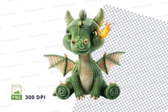 Green dragon plush toy clipart sitting isolated on white bac Product Image 1