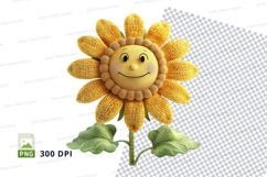 Happy yellow sunflower clipart PNG high resolution cheerful Product Image 1