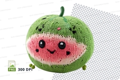 Cute knitted watermelon plush clipart PNG high detail Product Image 1