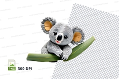Cute koala holding eucalyptus leaf clipart PNG transparent Product Image 1