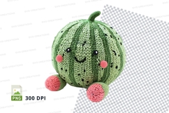 Cute knitted watermelon plush clipart PNG high detail Product Image 1