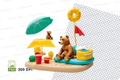 Teddy bear picnic summer beach clipart transparent backgroun Product Image 1