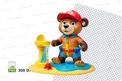 Cute teddy bear brushing teeth clipart 3D illustration Product Image 1