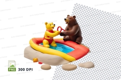 Toy bear and lion sailing boat clipart transparent backgroun Product Image 1