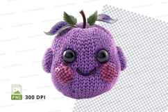 Cute purple knitted apple clipart PNG high detail Product Image 1