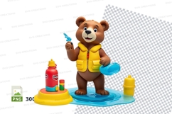 Cute teddy bear brushing teeth with toothpaste clipart png Product Image 1