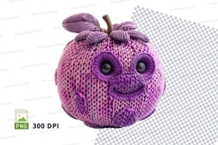 Cute purple knitted monster clipart PNG high detail Product Image 1