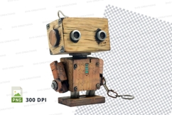 Wooden robot clipart isolated on transparent background 300 Product Image 1