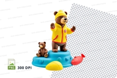 Teddy bears playing in snow clipart transparent PNG Product Image 1