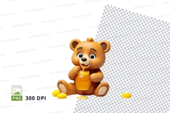 Cute teddy bear holding honey jar clipart PNG transparent Product Image 1