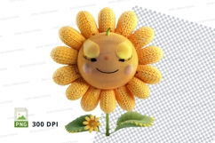 Cute yellow sunflower clipart smiling face isolated on white Product Image 1